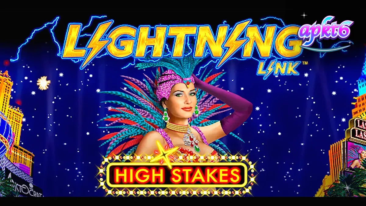 Tampilan layar permainan slot Lightning Link High Stakes dengan tema kemewahan Las Vegas.